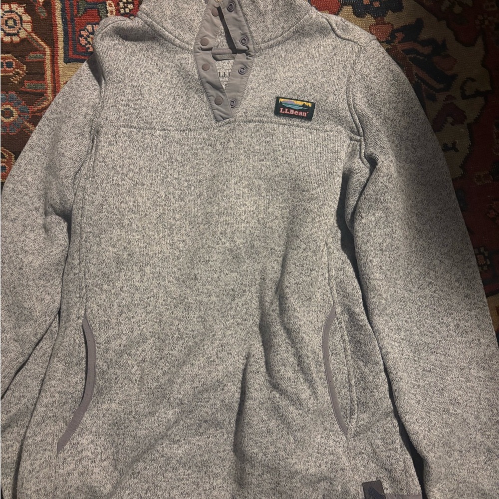 L.L. Bean Heather Gray Button-Up Sweater